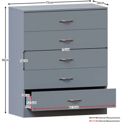 Chester 5-Drawer Chest - Classic Bedroom Storage Unit - Pre-Assembled ...