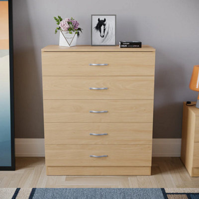 Chester 5-Drawer Chest - Classic Bedroom Storage Unit - Pre-Assembled (Oak)