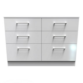 Chester 6 Drawer Wide Chest in White Gloss (Ready Assembled)