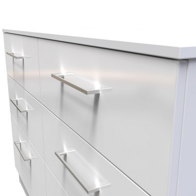 Chester 6 Drawer Wide Chest in White Gloss (Ready Assembled)