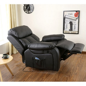 CHESTER BONDED LEATHER RECLINER ARMCHAIR SOFA HOME LOUNGE CHAIR RECLINING GAMING (Black)