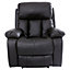CHESTER BONDED LEATHER RECLINER ARMCHAIR SOFA HOME LOUNGE CHAIR RECLINING GAMING (Black)