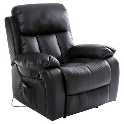 Chester Bonded Leather Recliner Armchair Sofa Home Lounge Chair Reclining Gaming (Black)
