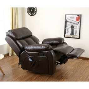 Chester Bonded Leather Recliner Armchair Sofa Home Lounge Chair Reclining Gaming (Brown)