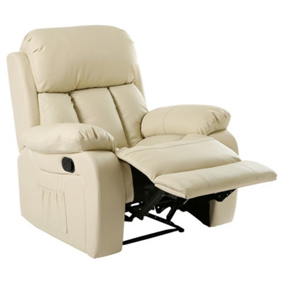 Chester Bonded Leather Recliner Armchair Sofa Home Lounge Chair Reclining Gaming (Cream)