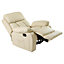 CHESTER BONDED LEATHER RECLINER ARMCHAIR SOFA HOME LOUNGE CHAIR RECLINING GAMING (Cream)