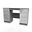 Chester Double Pedestal Desk in Uniform Grey Gloss & Dusk Grey (Ready Assembled)