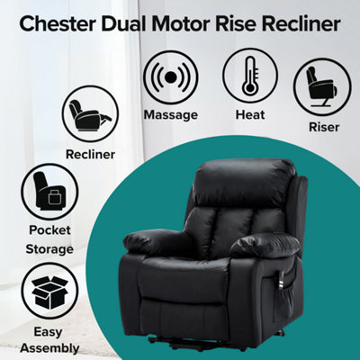 Chester Dual Motor Electric Rise Recliner Bonded Leather Armchair ...