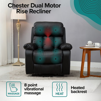 Chester Dual Motor Electric Rise Recliner Bonded Leather Armchair ...