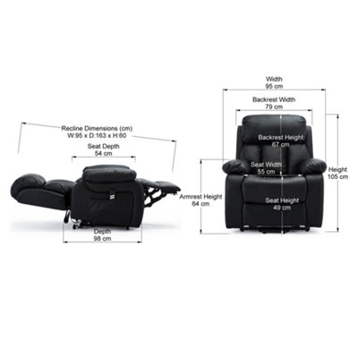 Chester Electric Heated Leather Massage Recliner Armchair