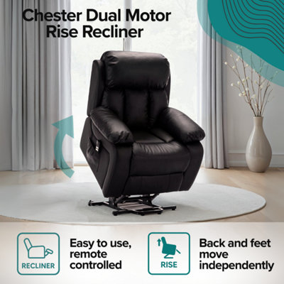 Chester Dual Motor Electric Rise Recliner Bonded Leather Armchair ...