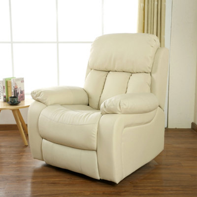 Chester Electric Bonded Leather Automatic Recliner Armchair Sofa Home Lounge Chair (Cream)