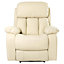 CHESTER ELECTRIC BONDED LEATHER AUTOMATIC RECLINER ARMCHAIR SOFA HOME LOUNGE CHAIR (Cream)