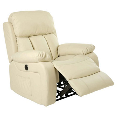 Chester Electric Bonded Leather Automatic Recliner Armchair Sofa Home Lounge Chair (Cream)