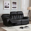 CHESTER ELECTRIC HIGH BACK LUXURY BOND GRADE LEATHER RECLINER 3 SEATER SOFA (Black)