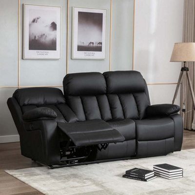 3 seater black 2025 leather recliner sofa