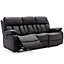 CHESTER ELECTRIC HIGH BACK LUXURY BOND GRADE LEATHER RECLINER 3 SEATER SOFA (Black)