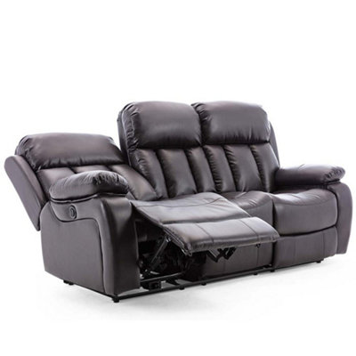 Chester Electric High Back Luxury Bond Grade Leather Recliner 3 Seater Sofa (Brown)