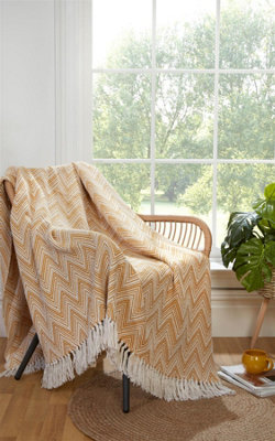 Chester Herringbone Ochre Throw 130x170cm