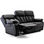 CHESTER MANUAL HIGH BACK LUXURY BOND GRADE LEATHER RECLINER 3 SEATER SOFA (Black)
