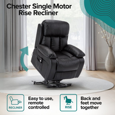 Chester Single Motor Electric Rise Recliner Bonded Leather Armchair ...