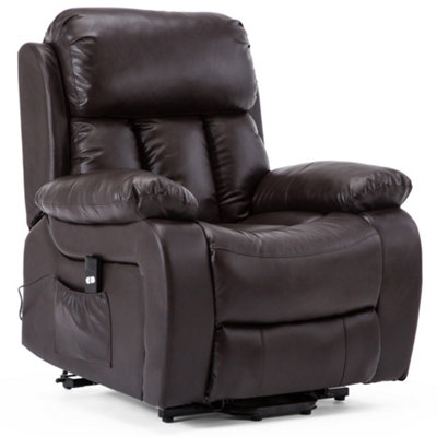Chester Single Motor Electric Rise Recliner Bonded Leather Armchair Electric Lift Riser Chair (Brown)