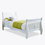 Chester Single White Wooden Bed Sleigh Style Headboard Classic Frame Solid Pine Wood