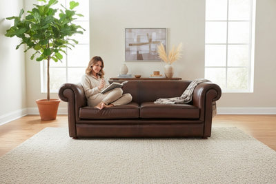 Chesterfield 1930 s 3 Seater Antique Brown Leather Sofa Settee In ...