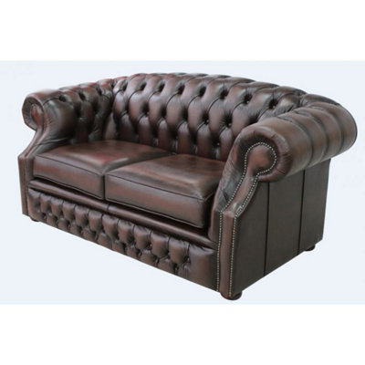 Chesterfield 2 Seater Antique Brown Leather Sofa Bespoke In Buckingham ...