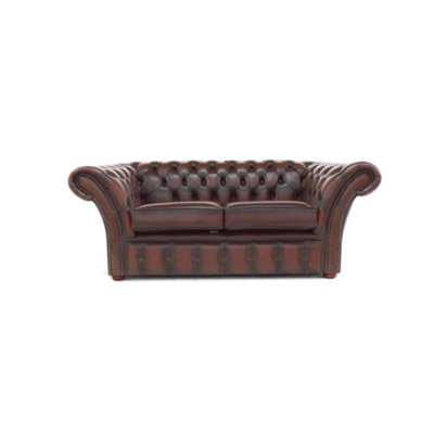 Chesterfield 2 Seater Antique Brown Real Leather Sofa Settee Bespoke In ...