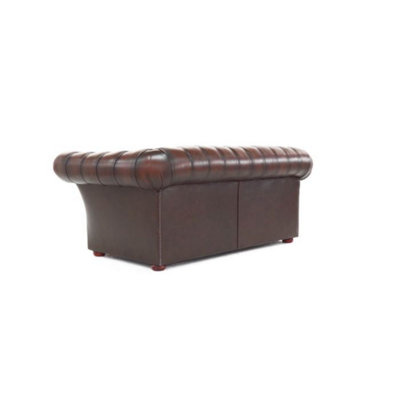 Chesterfield 2 Seater Antique Brown Real Leather Sofa Settee Bespoke In ...