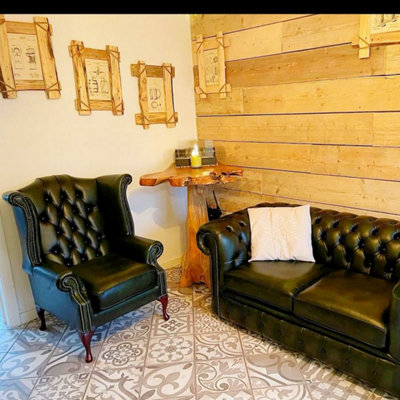 Chesterfield 2 Seater Antique Green Real Leather Sofa Settee In Classic ...