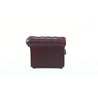 Chesterfield 2 Seater Antique Oxblood Real Leather Tufted Buttoned Sofa ...