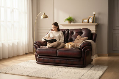 Chesterfield 2 Seater Antique Oxblood Red Leather Sofa In Knightsbridge ...