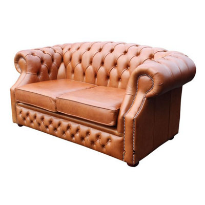 Chesterfield 2 Seater Old English Tan Leather Sofa Bespoke In ...
