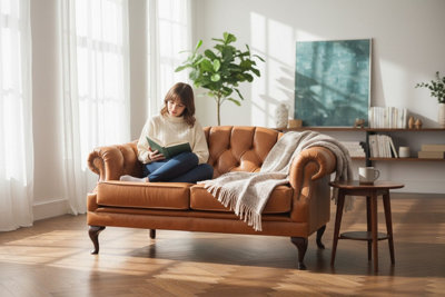 Chesterfield 2 Seater Old English Tan Leather Sofa Settee Custom Made ...
