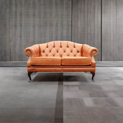 Chesterfield 2 Seater Old English Tan Leather Sofa Settee Custom Made ...