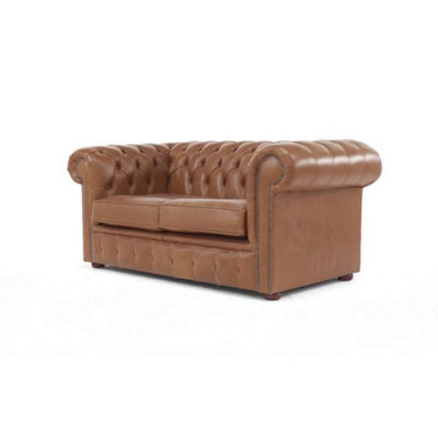 Chesterfield 2 Seater Old English Tan Real Leather Sofa Bespoke In ...