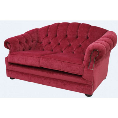 Chesterfield 2 Seater Pimlico Wine Fabric Sofa Bespoke In Victoria Style