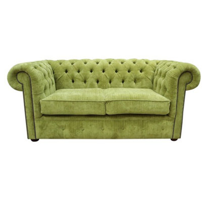Chesterfield 2 Seater Sofa Settee Azzuro Olive Green Velvet Fabric In ...