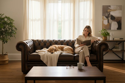 Chesterfield 3 Seater Antique Autumn Tan Leather Sofa Bespoke In ...