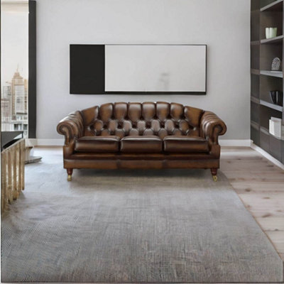Chesterfield 3 Seater Antique Autumn Tan Leather Sofa Settee Custom ...