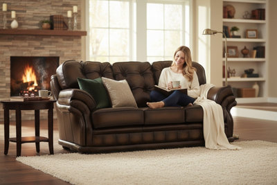 Chesterfield 3 Seater Antique Brown Leather Sofa Bespoke In ...