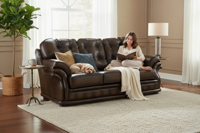 Chesterfield 3 Seater Antique Brown Leather Sofa Bespoke In ...