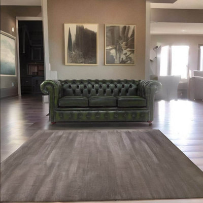 Chesterfield 3 Seater Antique Green Leather Sofa In Classic Style