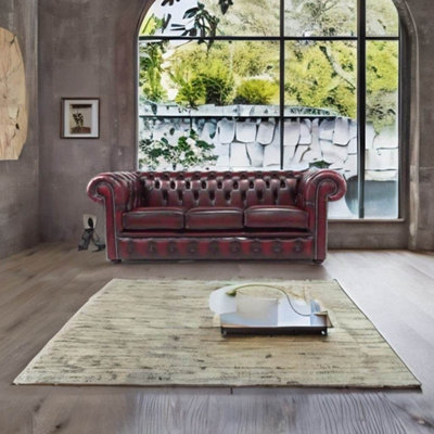 Chesterfield 3 Seater Antique Oxblood Red Leather Sofa Bespoke In ...
