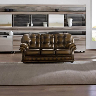 Chesterfield 3 Seater Antique Tan Leather Sofa Bespoke In Knightsbridge ...