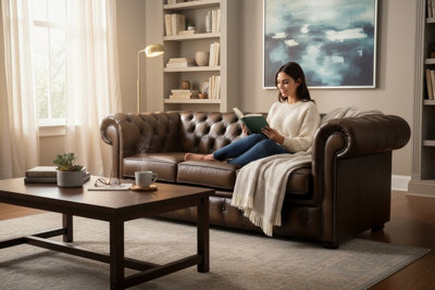 Chesterfield 3 Seater Antique Tan Real Leather Sofa Bespoke In Classic ...