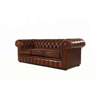 Chesterfield 3 Seater Antique Tan Real Leather Sofa Bespoke In Classic ...