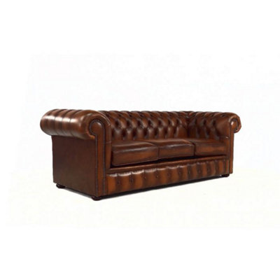 Chesterfield 3 Seater Antique Tan Real Leather Sofa Bespoke In Classic ...